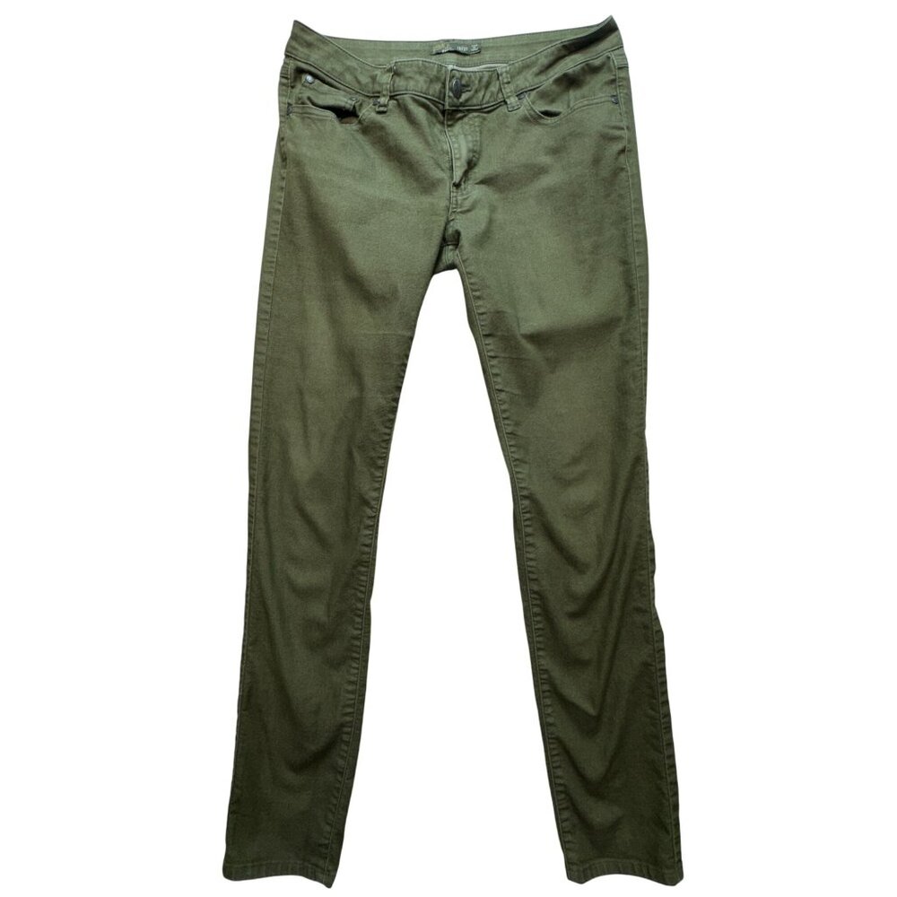 Prana Womens Skinny Pants 10/30 Olive Green Organic Cotton Blend Ankle Casual